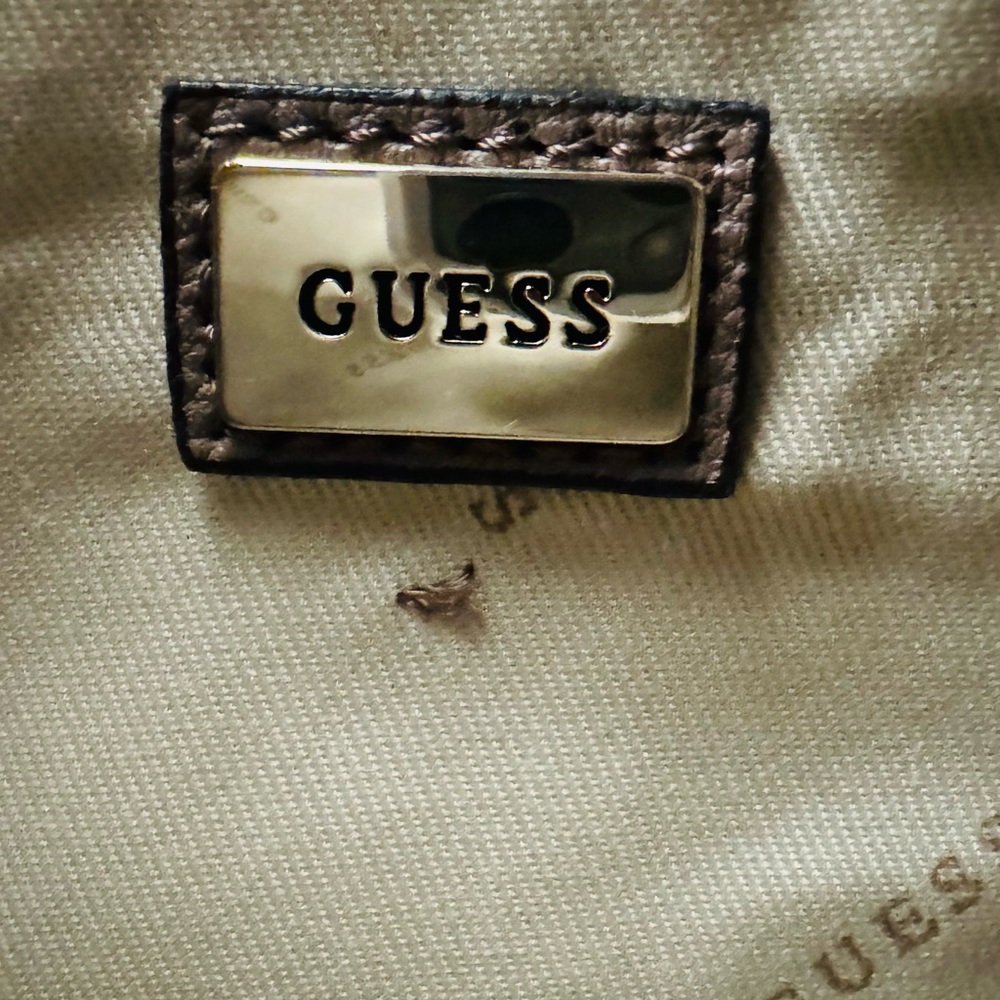 Guess Handbag Vegan Pebble Leather Brown Tan With… - image 5